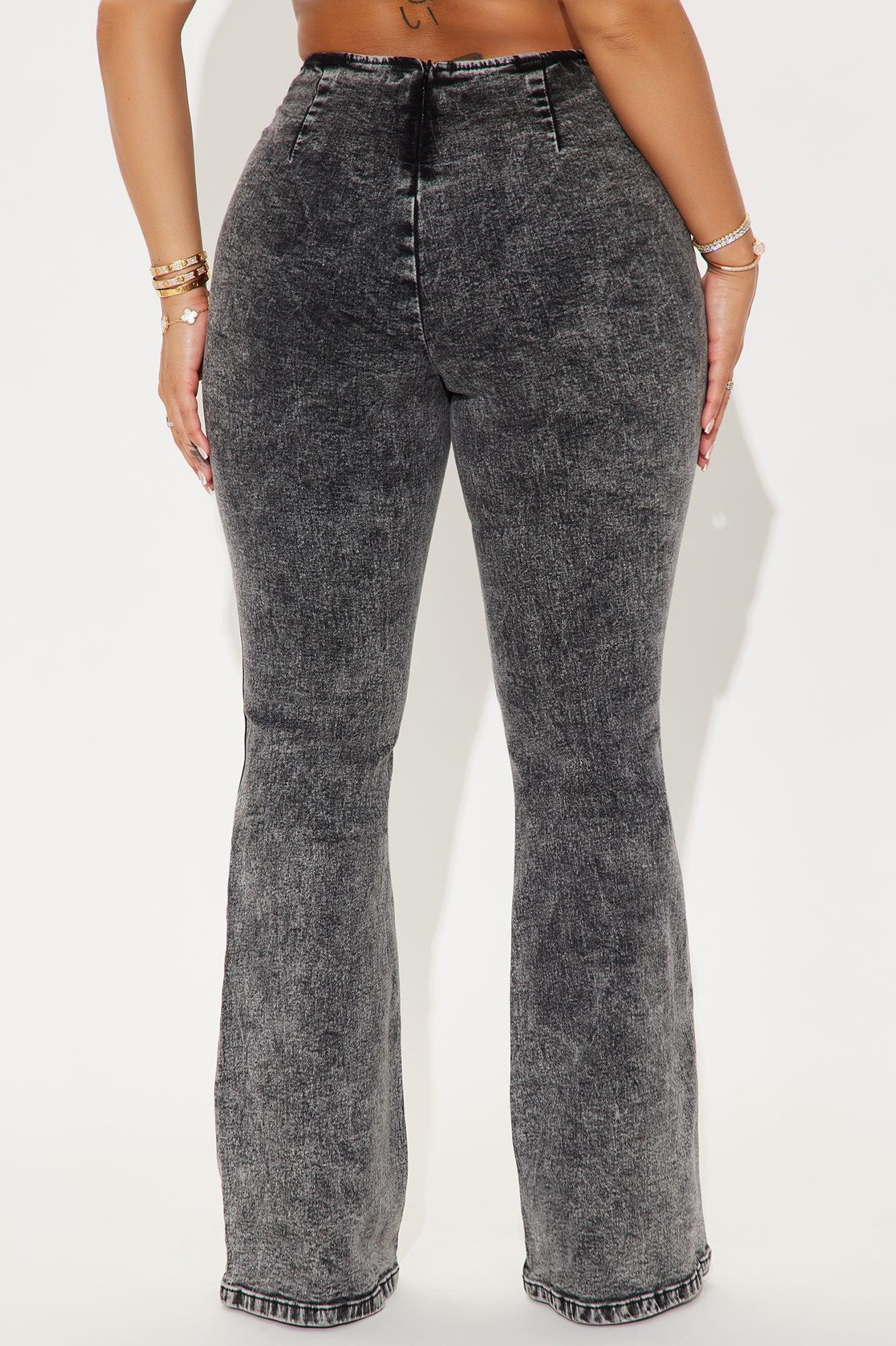 Causing Controversy Stretch Cut Out Bootcut Jeans - Black Wash Product Image