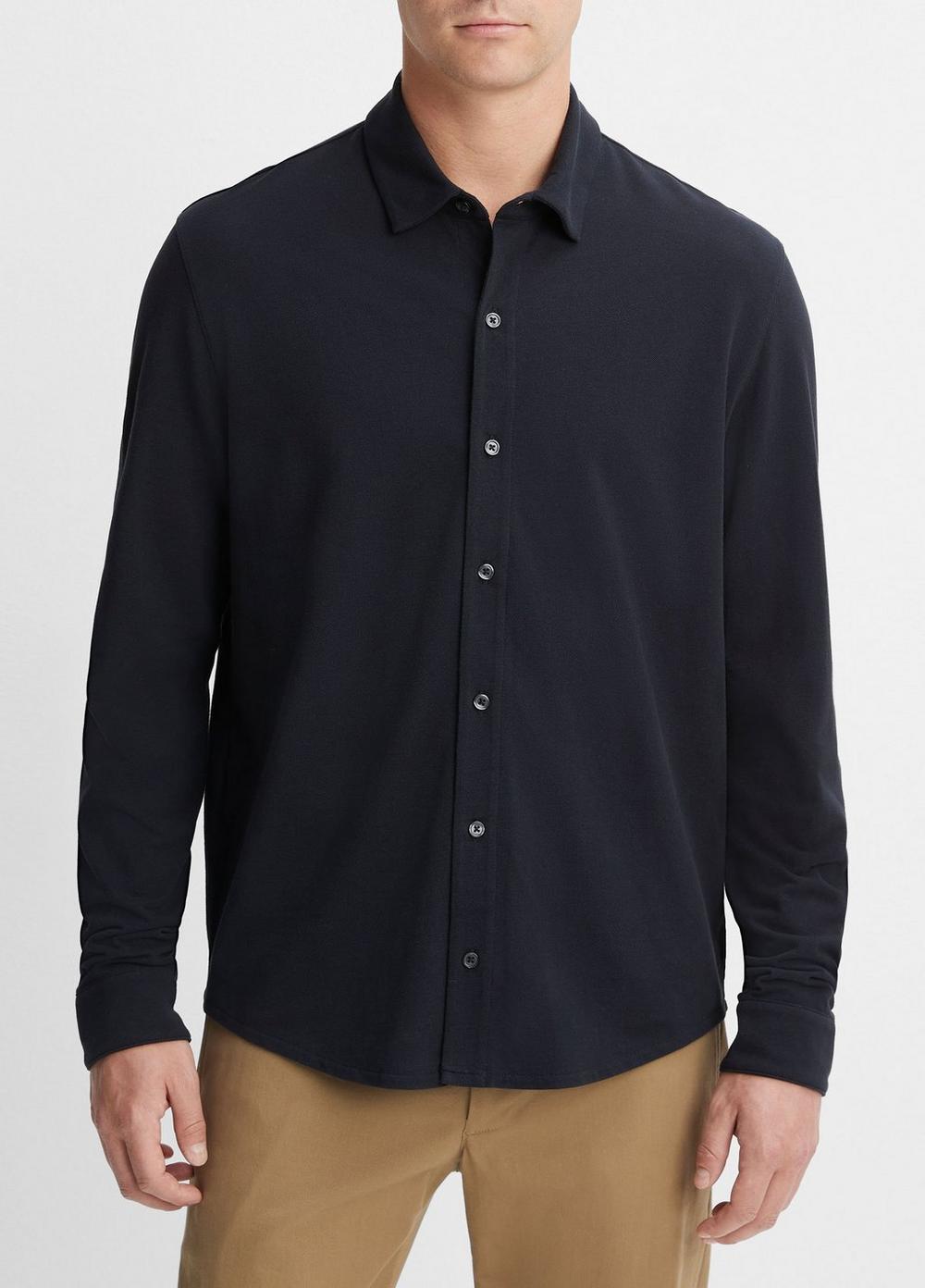 Cotton Piqué Button-Front Shirt Product Image