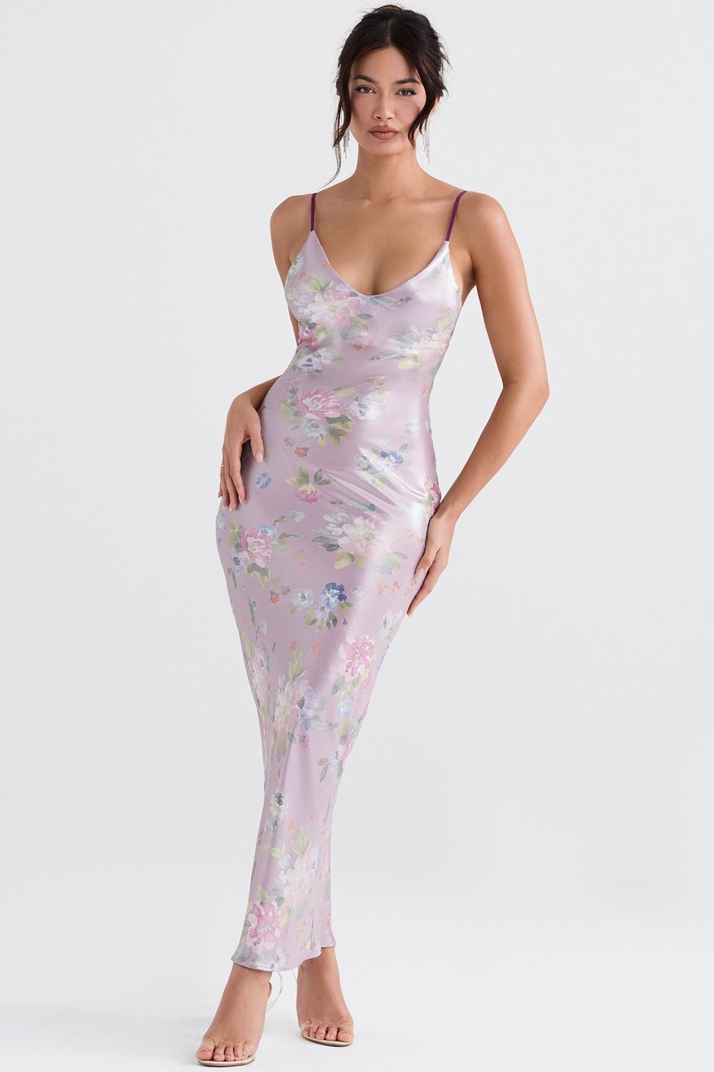 Aria Mauve Floral Maxi Dress Product Image