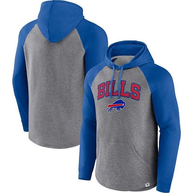 Mens Fanatics Branded Heathered Gray/Royal Buffalo Bills By Design Raglan Pullover Hoodie Product Image