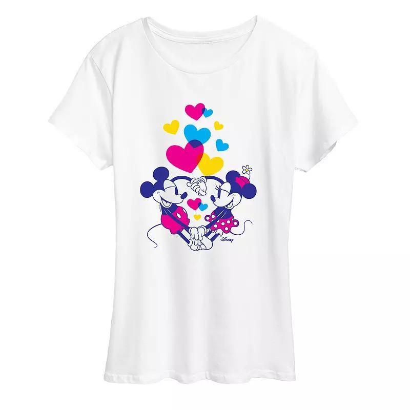 Disneys Minnie & Mickey Mouse Womens Hearts Graphic Tee Product Image