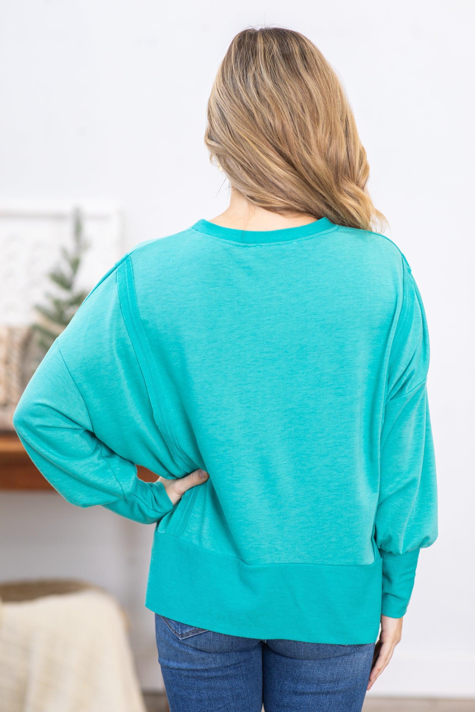 Turquoise Hi-Low Knit Top Product Image