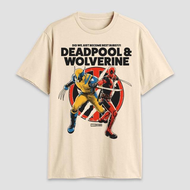 Mens Deadpool and Wolverine Short Sleeve Graphic T-Shirt - Beige Product Image