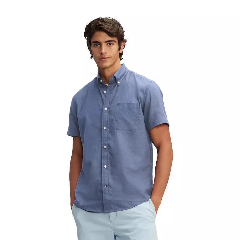 Mens Tommy Hilfiger Cotton Linen Custom Fit Shirt Product Image