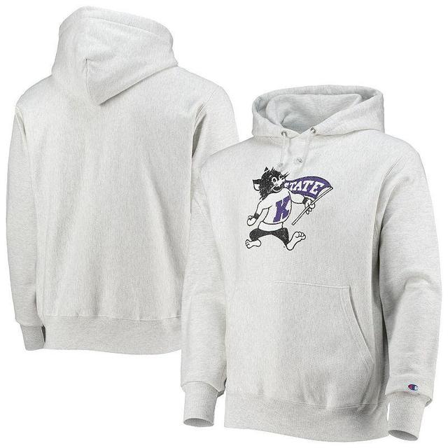 Mens Champion Heathered Gray Kansas State Wildcats Team Vault Logo Reverse Weave Pullover Hoodie Product Image