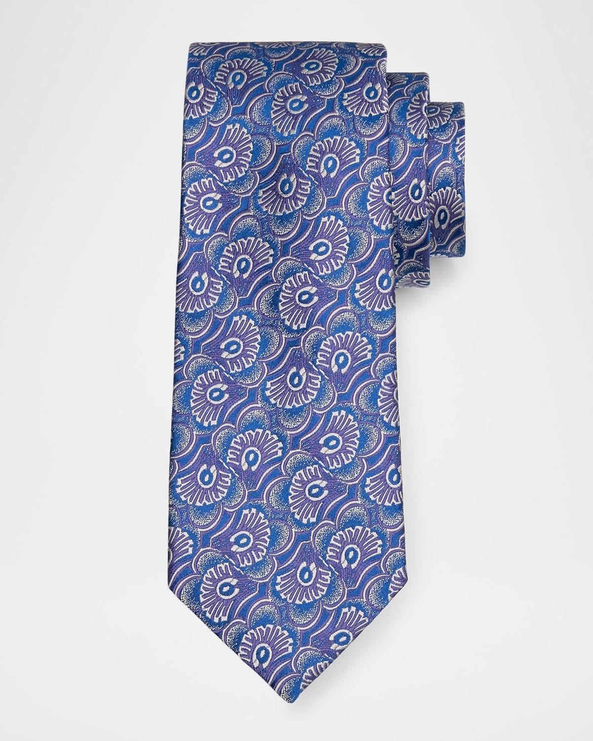 Mens Abstract Feather-Print Silk Tie Product Image