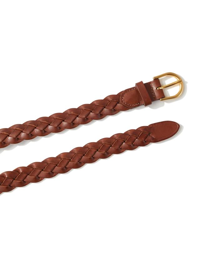 Braided Leather Belt - Brown Product Image