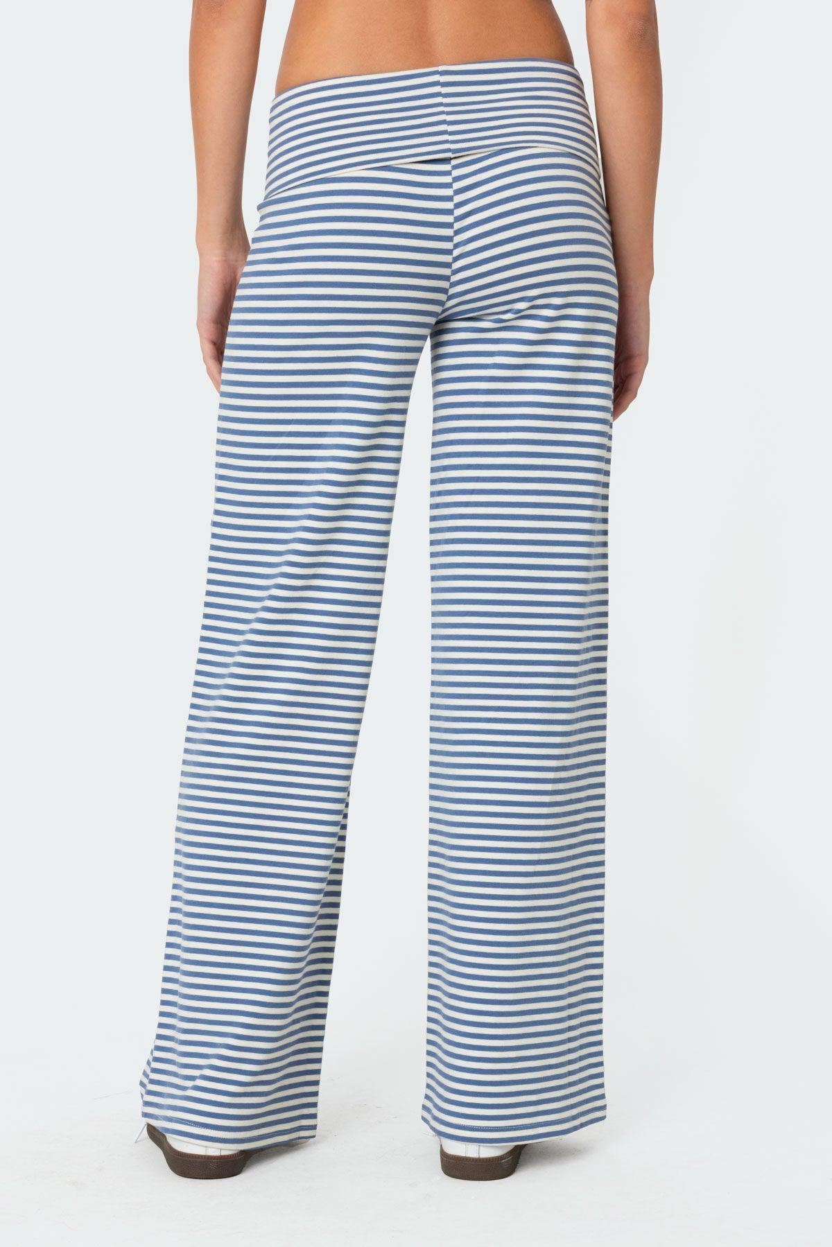 Lilah Striped Fold Over Pants Product Image