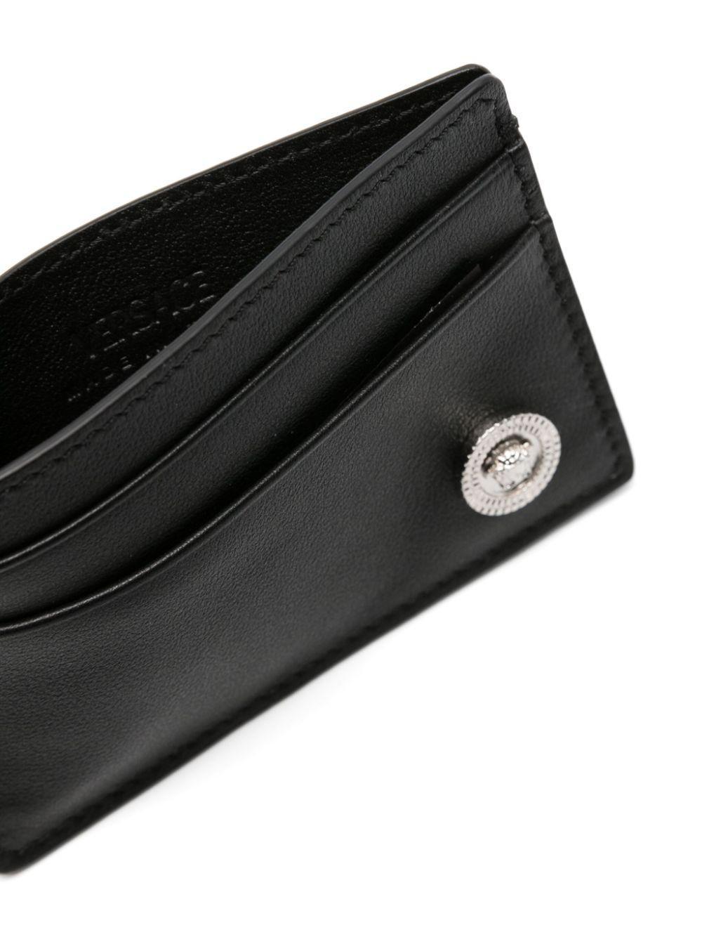 VERSACE Medusa Head-plaque Leather Card Holder In Black-palladium Product Image