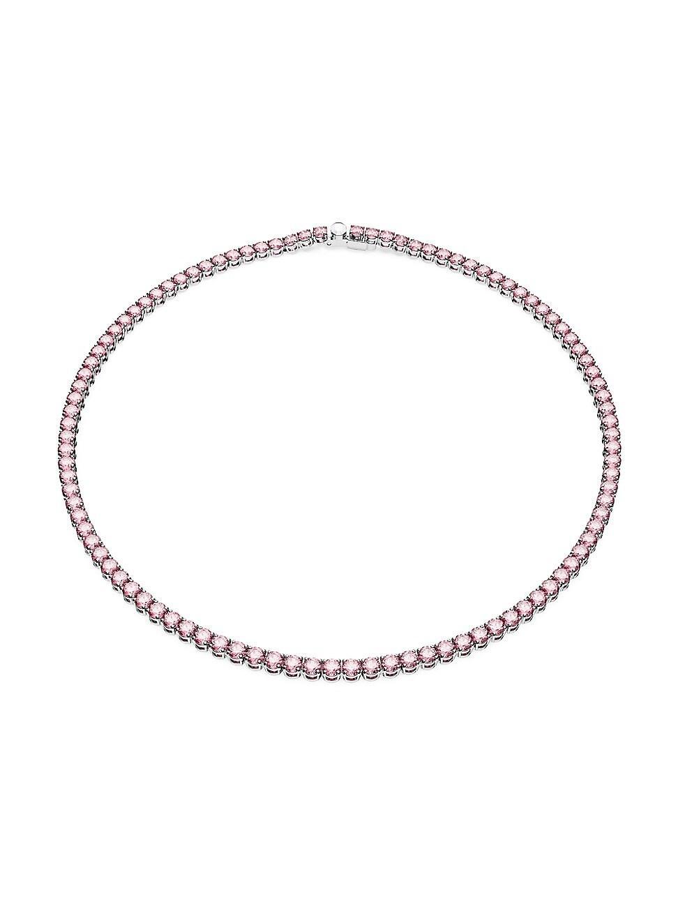 Womens Matrix Rhodium-Plated & Crystal Tennis Necklace Product Image