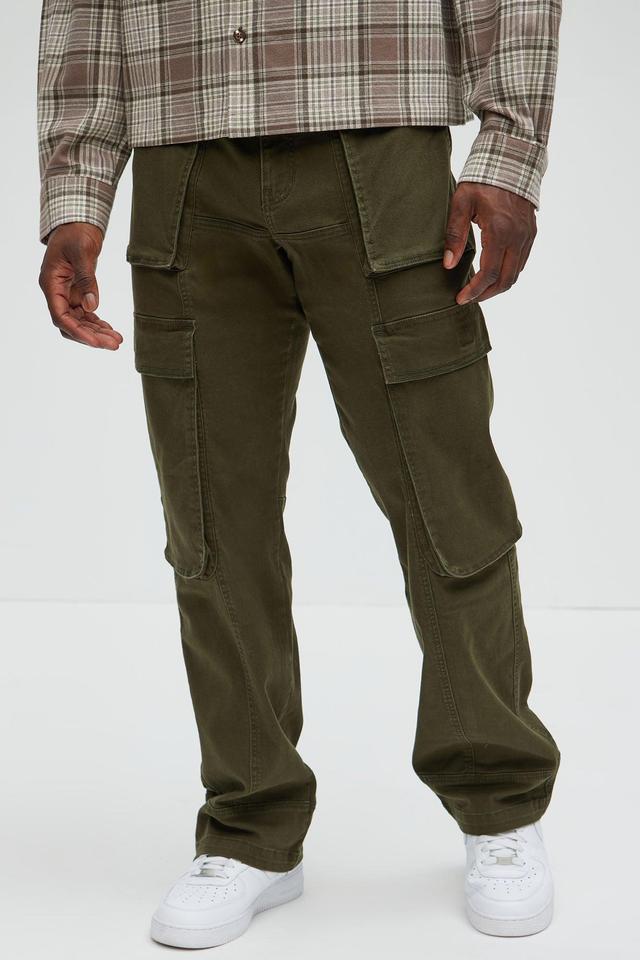 Psyche Straight Cargo Jeans - Olive Product Image