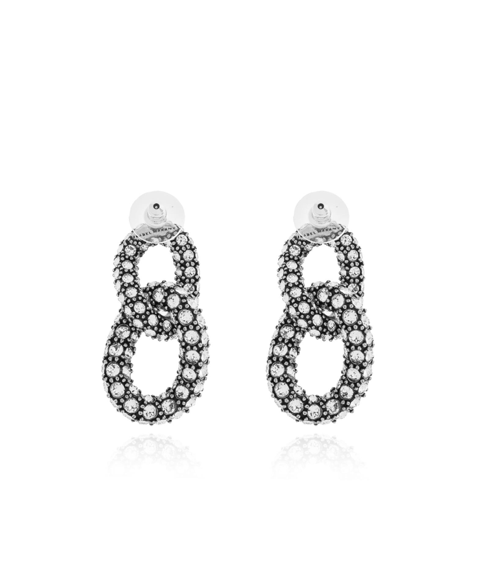 ISABEL MARANT Funky Ring Crystal-embellished Earrings In Silver Product Image