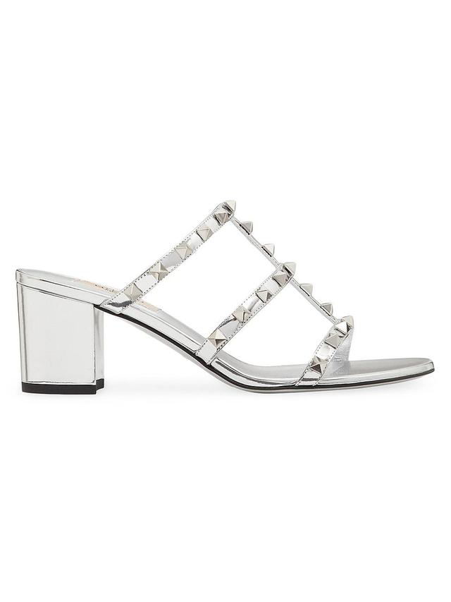 Womens Rockstud Mirror-Effect Slide Sandals Product Image