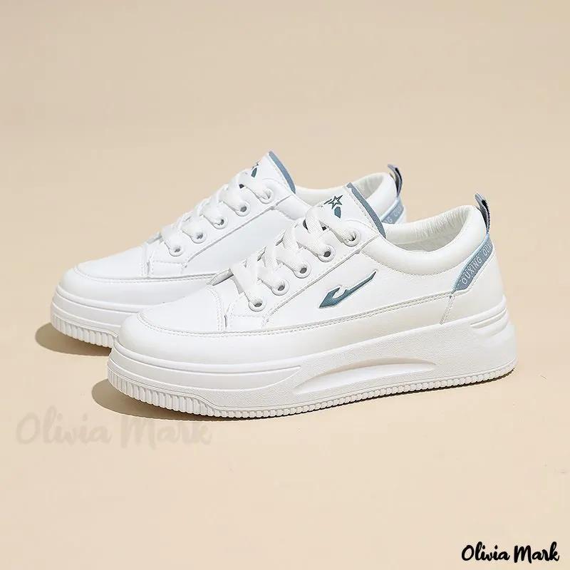 Olivia Mark – White Sneakers Flat Bottom Casual Board Shoes Sports Shoes Product Image