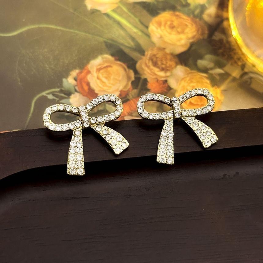 Rhinestone Bow Stud Earring Product Image