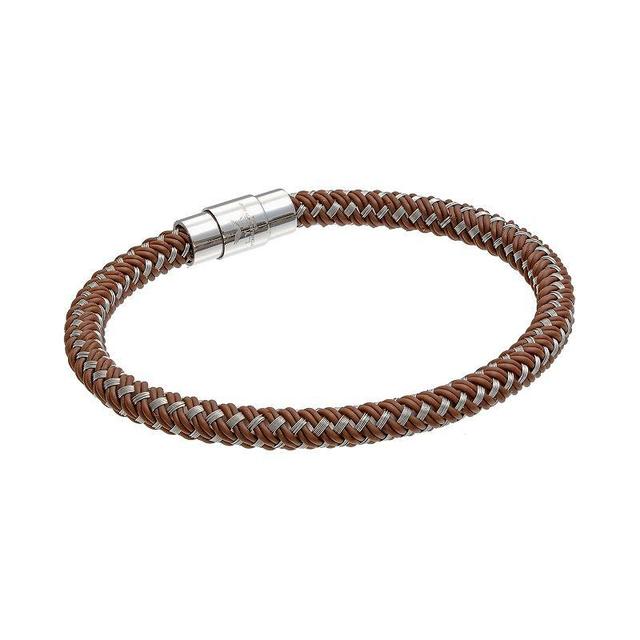 LYNX Mens Stainless Steel & Brown Rubber Bracelet Product Image