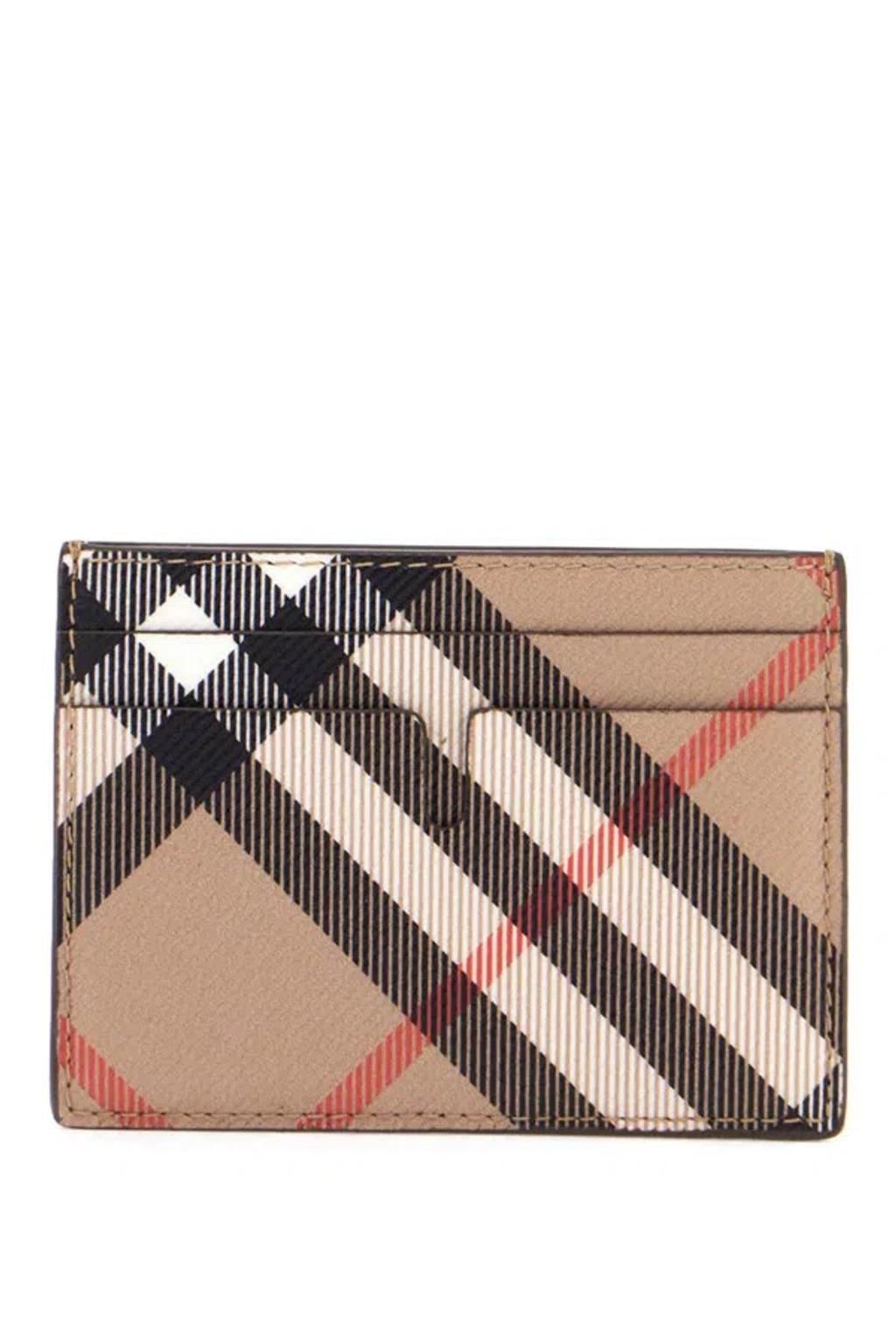 BURBERRY Tall Check Card Holder In Beige Product Image