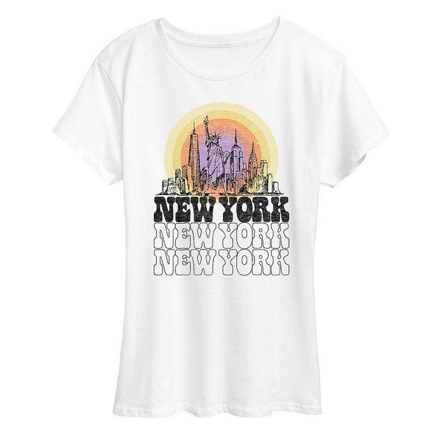 Womens New York Vintage Graphic Tee Grey Gray Product Image