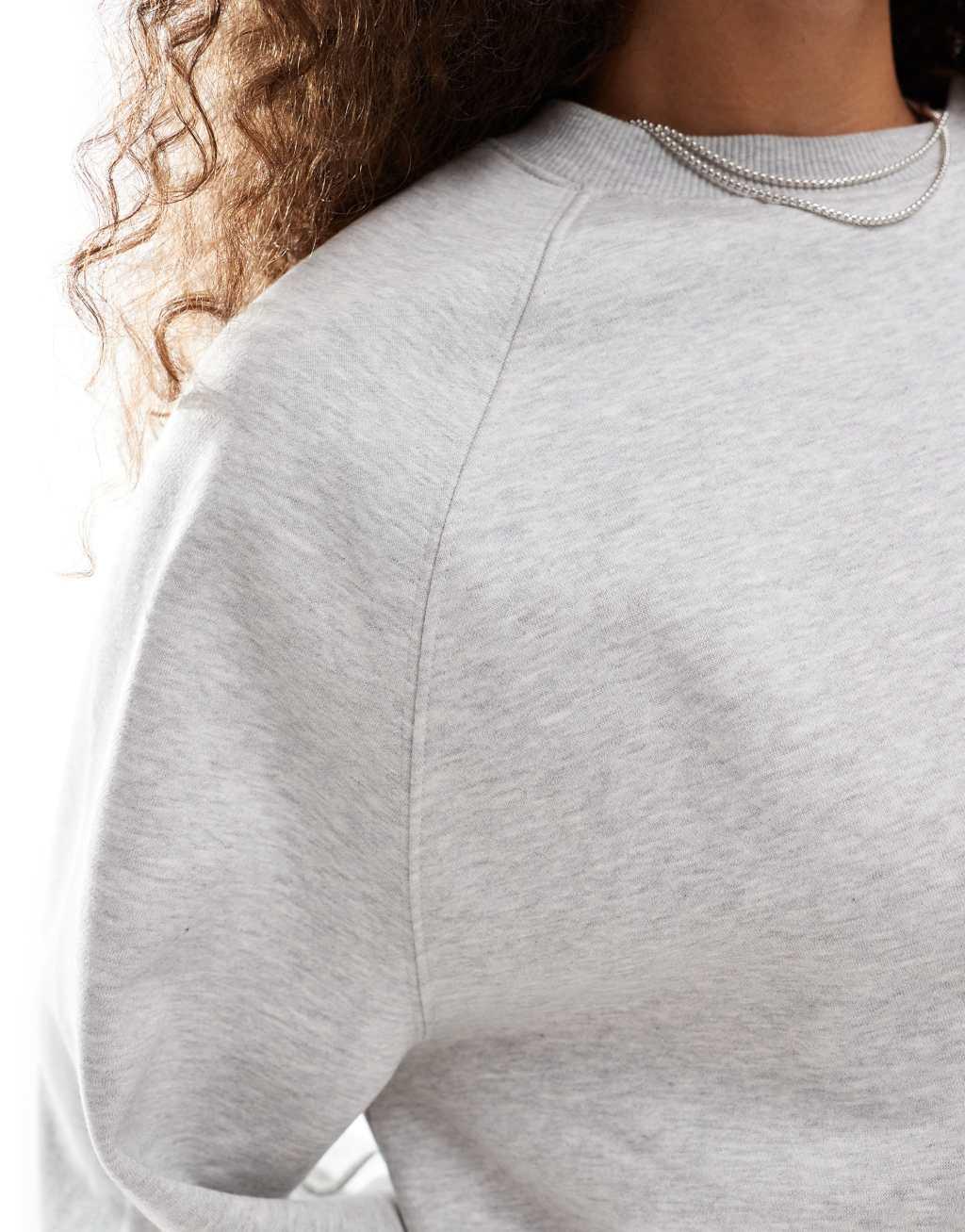 Weekday oversized raglan sweatshirt with volume sleeves in gray melange Product Image