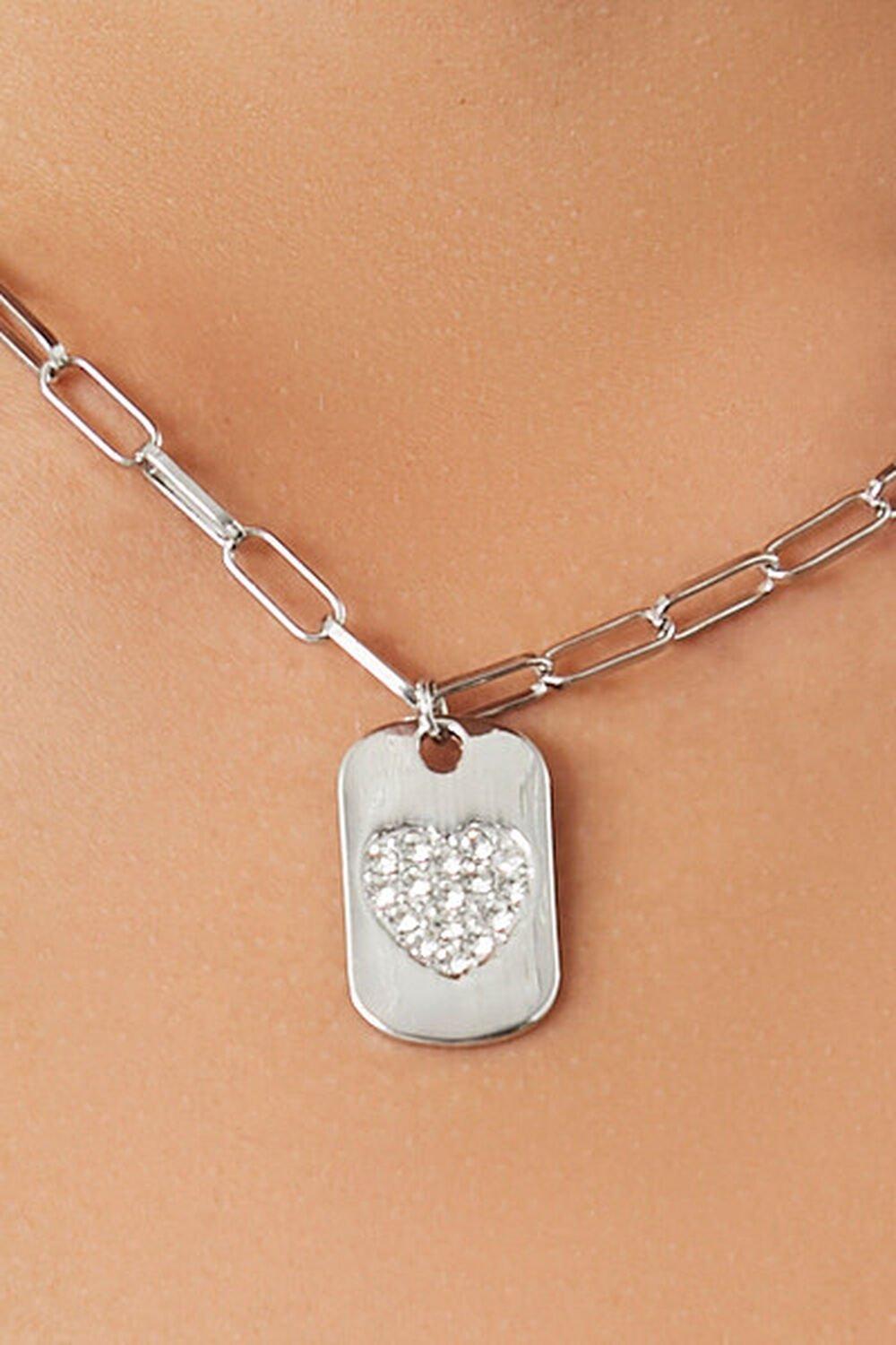 Rhinestone Heart Dog Tag Necklace | Forever 21 Product Image