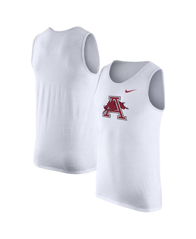 Nike Mens White Arkansas Razorbacks Vintage-like Logo Performance Tank Top Product Image