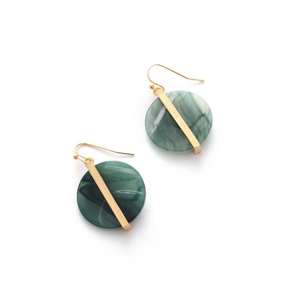 Sohi Womens Green Textured Circular Drop Earrings Product Image