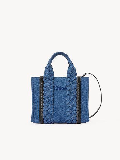 Small Woody tote bag in denim Product Image