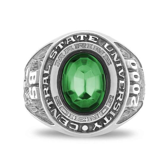 Men's Oval Simulated Birthstone College Class Ring by ArtCarved (1 Stone) Product Image