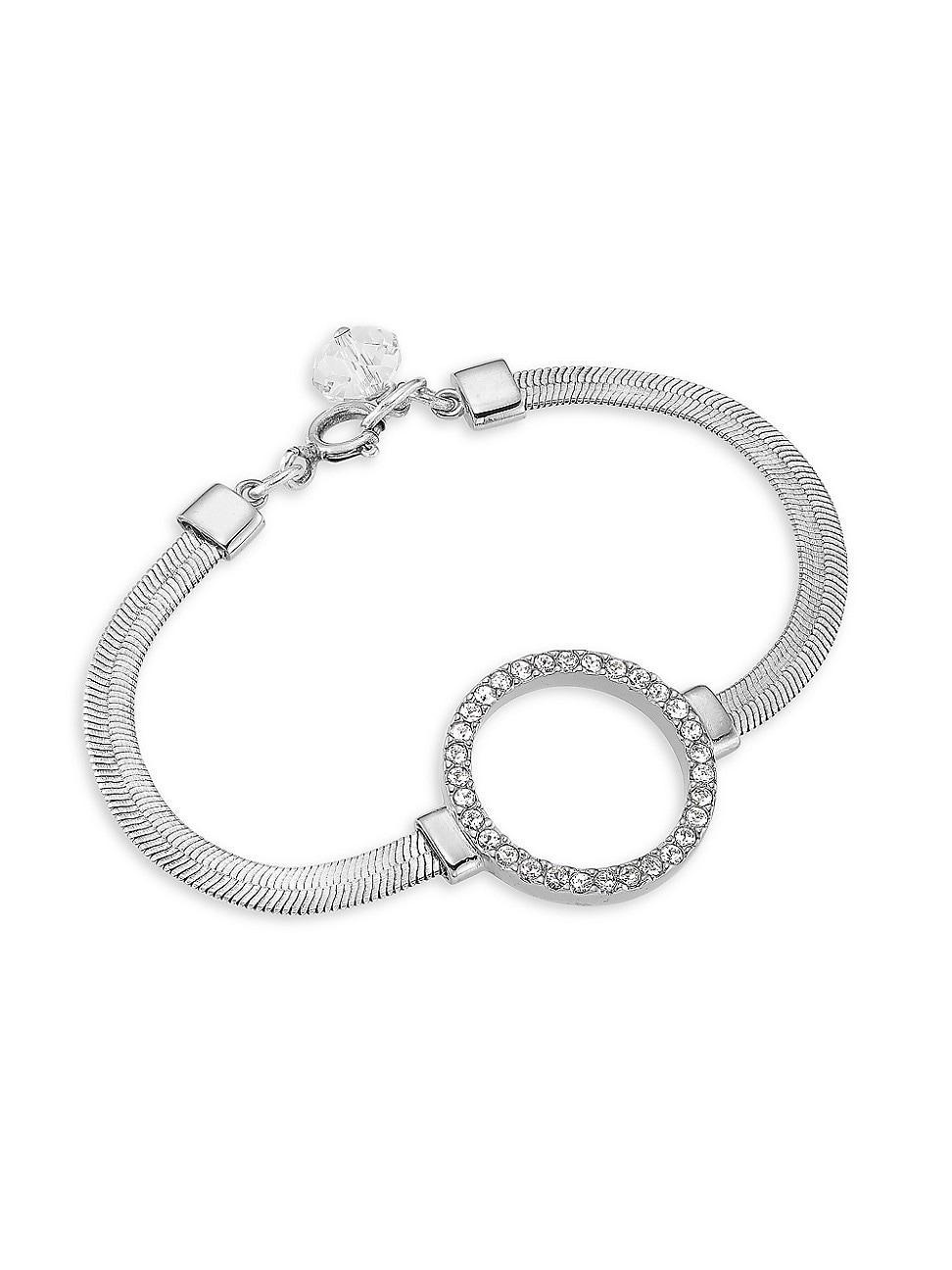 Womens Crystal-Embellished Silvertone Bracelet Product Image