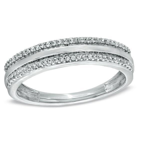 Men's 1/5 CT. T.w. Diamond Edge Wedding Band in 10K White Gold Product Image