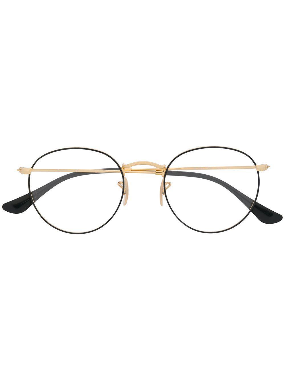 RAY BAN Round Framed Glasses In Gold Product Image