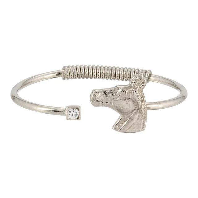 1928 Silver Tone Horse Spring Crystal Hinge Bracelet, Womens, Gray Product Image