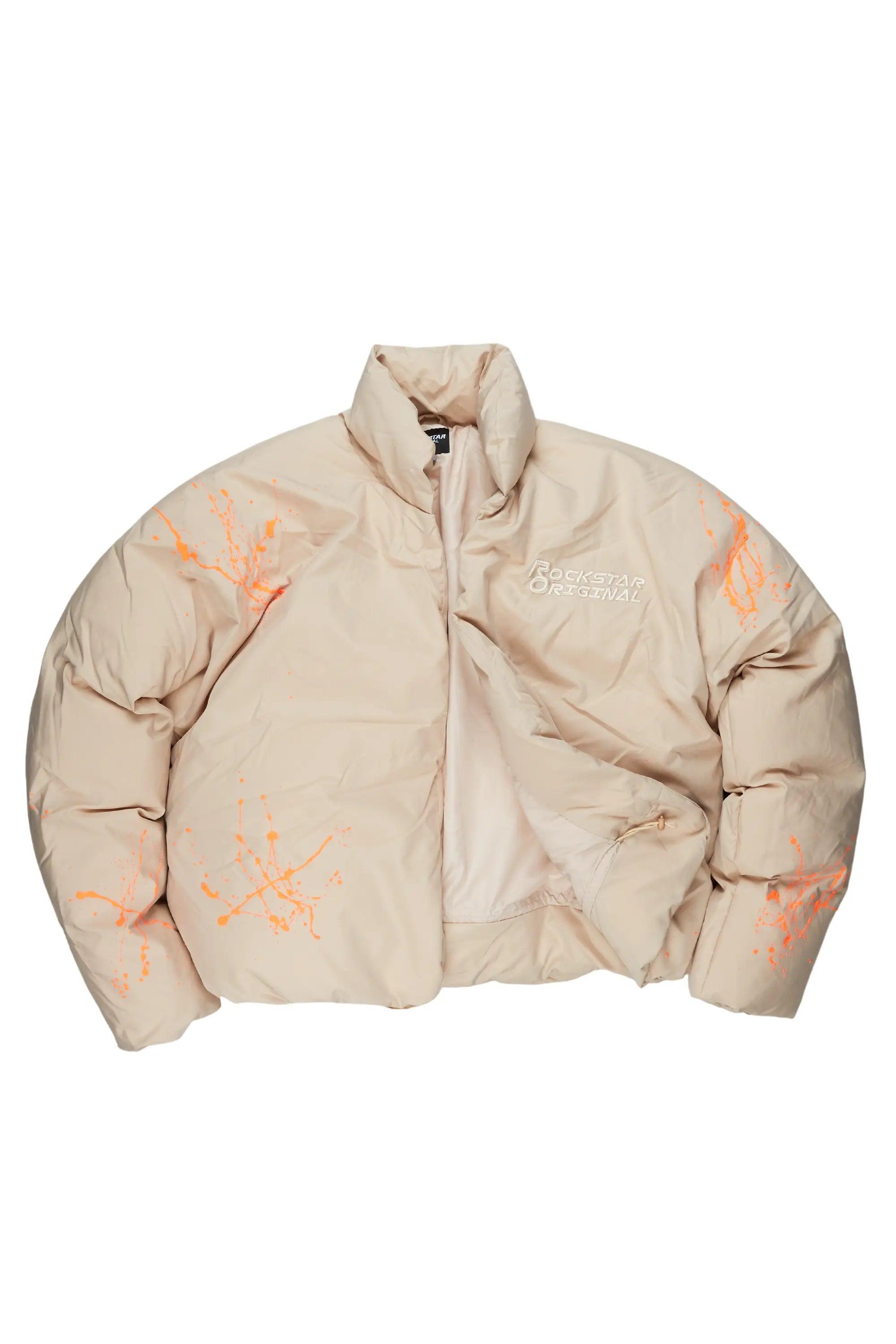 Rabbie Beige/Orange Puffer Jacket Male Product Image