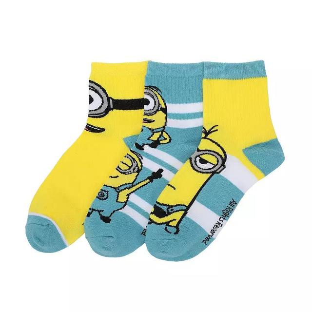 Womens Minions Quarter Crew Socks 3-Pack Product Image