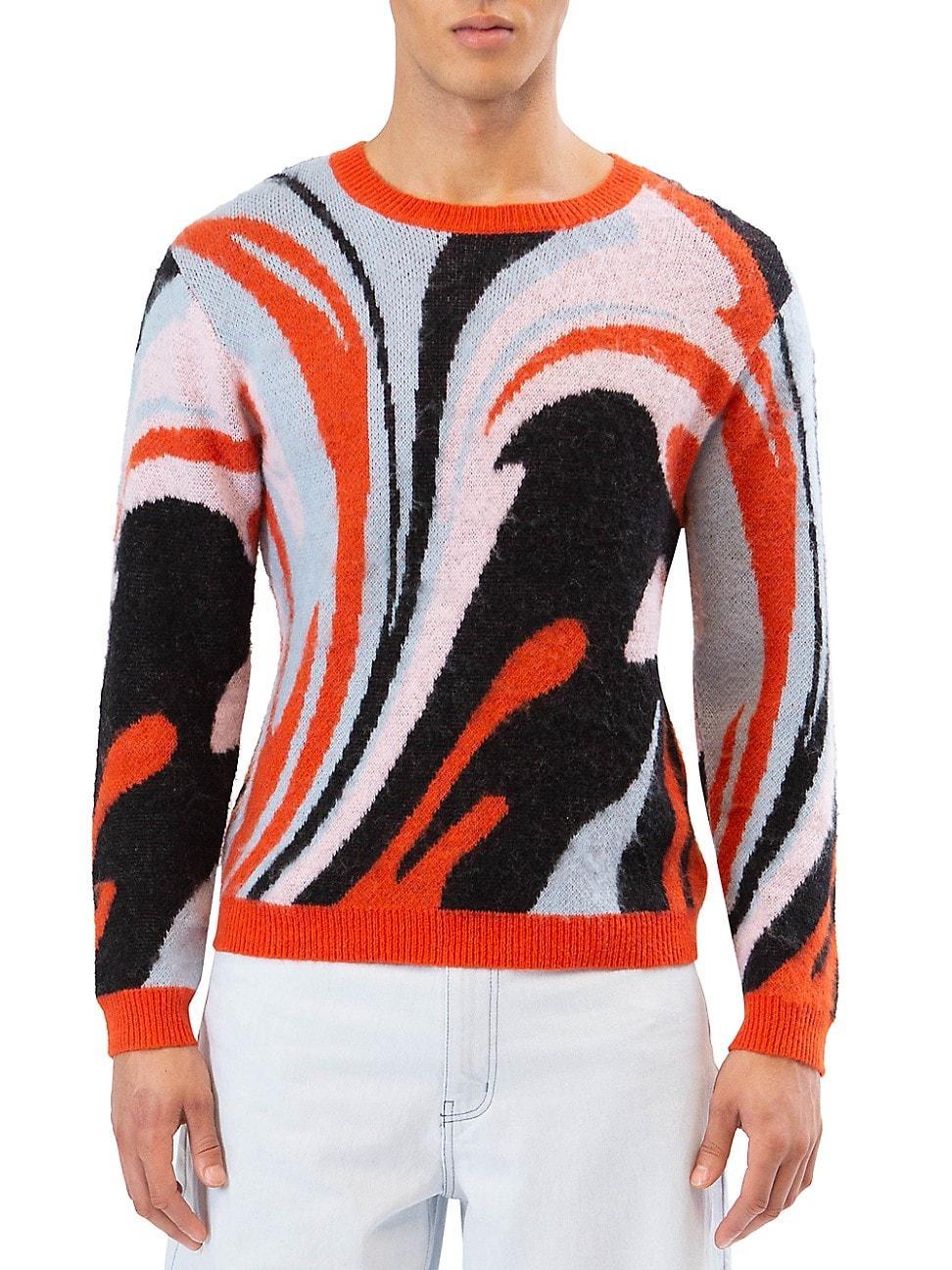 Mens Swirl Intarsia Mohair-Blend Sweater Product Image