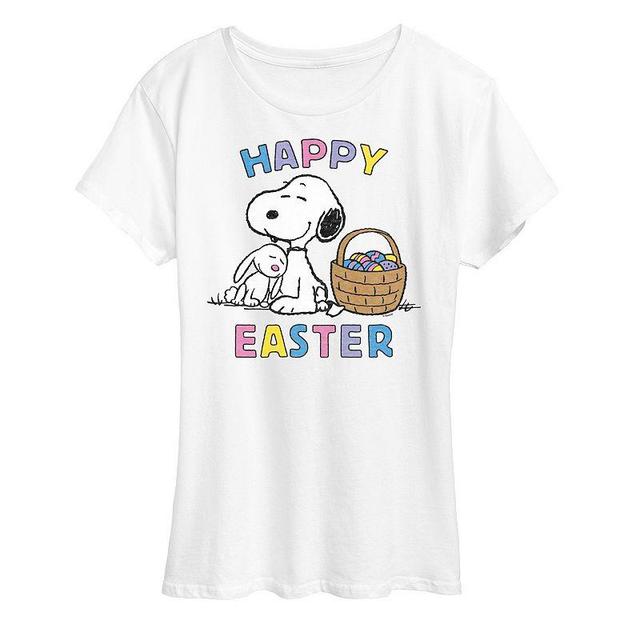 Womens Peanuts Snoopy Happy Easter Graphic Tee Graphic Tee Grey Gray Product Image