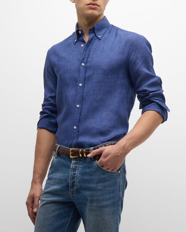 Mens Linen Casual Button-Down Shirt Product Image