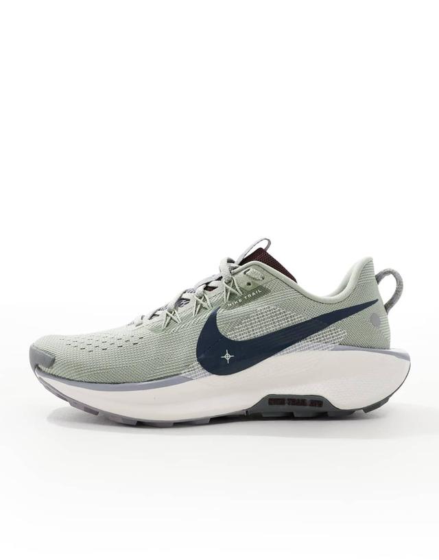 Nike Running ReactX Pegasus Trail 5 sneakers in light green and navy Product Image