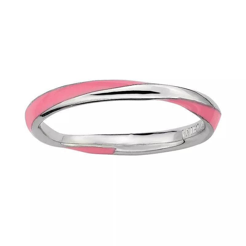 Stacks & Stones Sterling Silver Pink Enamel Twist Stack Ring, Womens Product Image