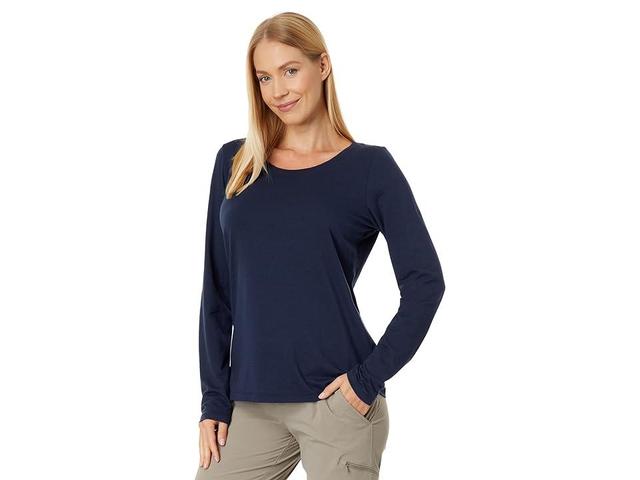 L.L.Bean Soft Stretch Knit Supima Cotton Blend Scoop Neck Long Sleeve Tee Shirt Product Image