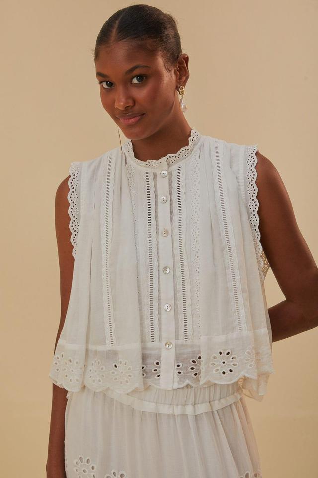 FARM Rio Eyelet Accent Sleeveless High-Low Top Product Image