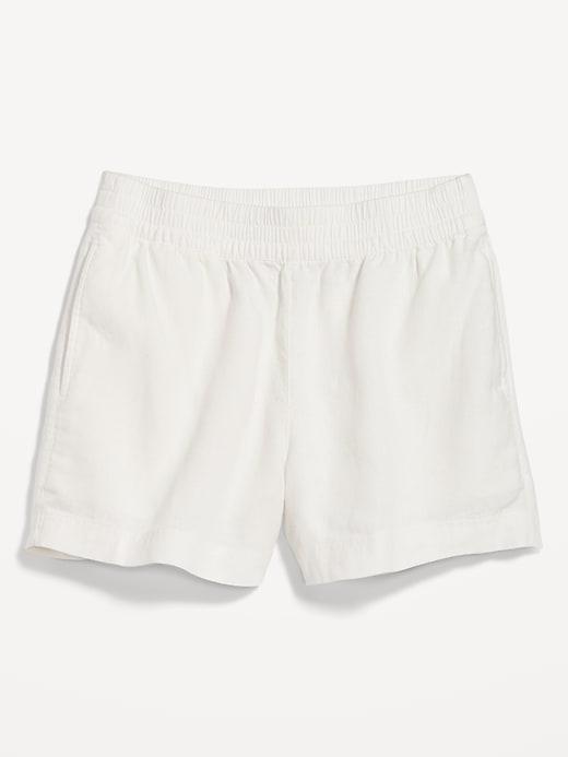 High-Waisted Linen-Blend Pull-On Shorts -- 3.5-inch inseam Product Image