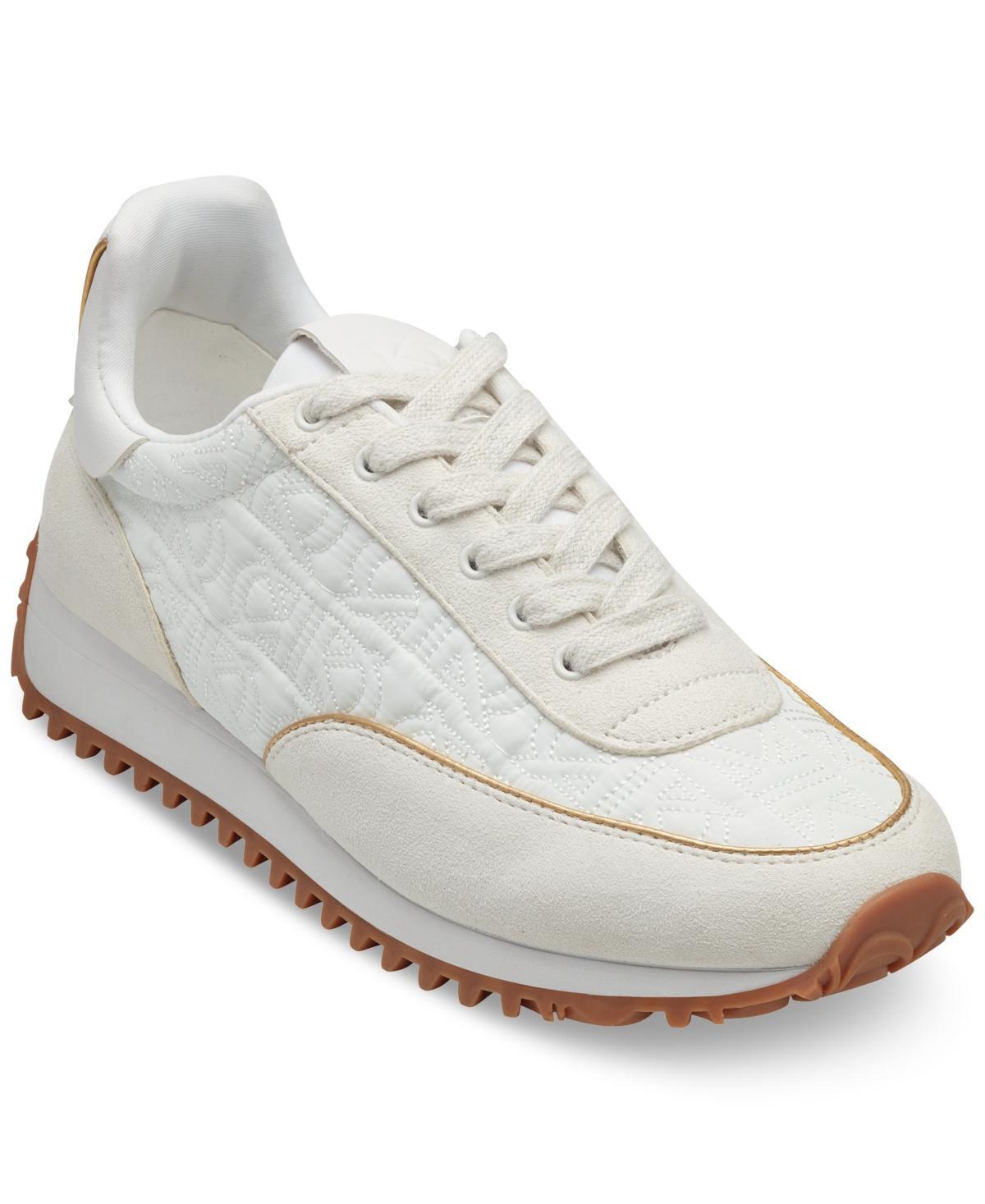 Donna Karan New York Womens Lanie Lace Up Sneakers - Cream Product Image