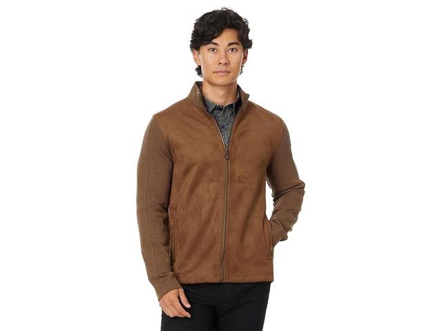 Johnston & Murphy Suede Full Zip (Camel) Men's Sweater Product Image