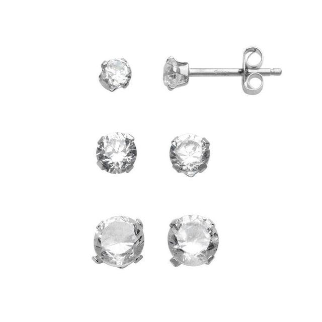 Taylor Grace 10k White Gold Cubic Zirconia Stud Earring Set, Womens Product Image