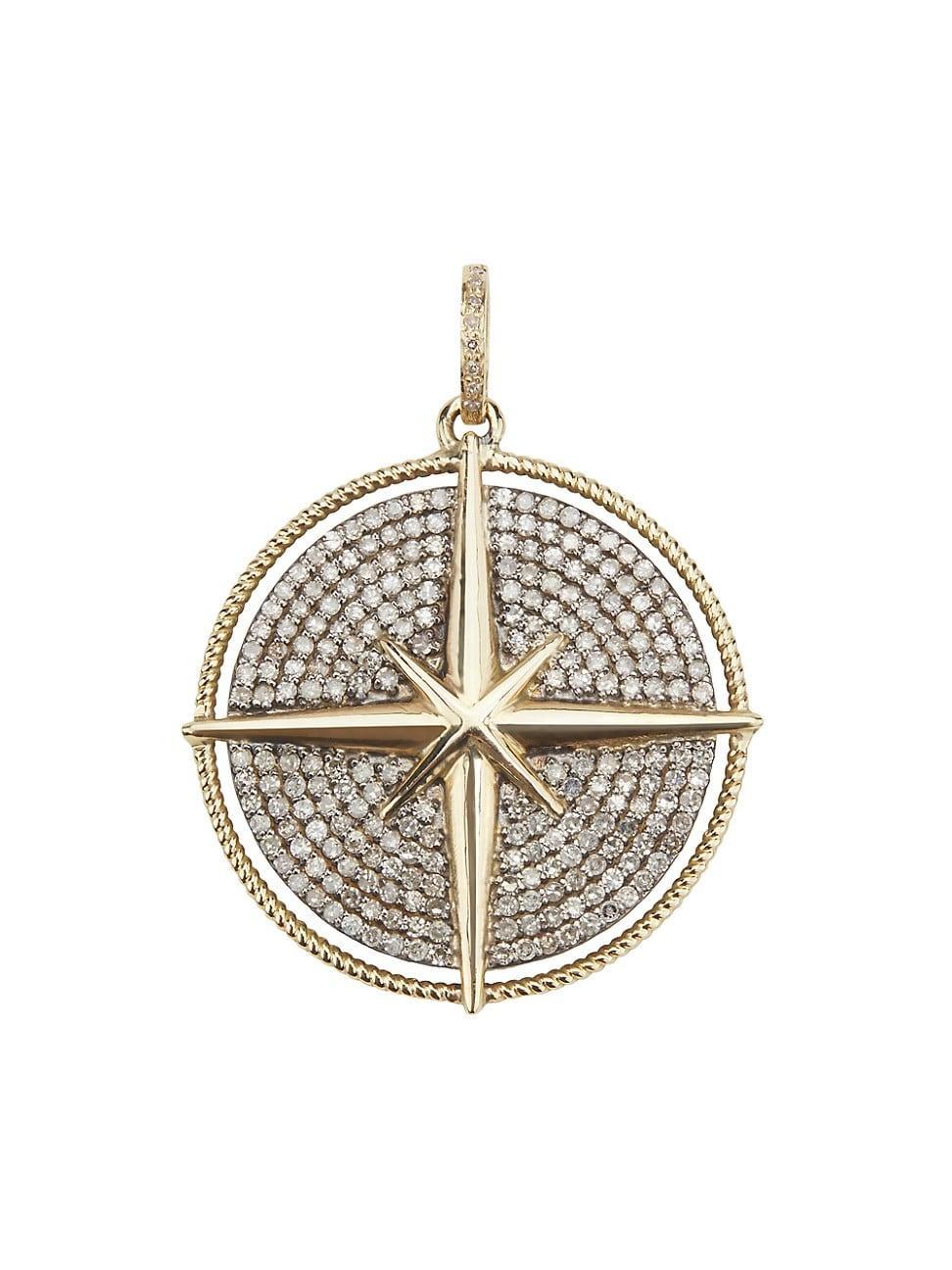 Womens 14K Yellow Gold & 0.92 TCW Diamond Compass Pendant Product Image