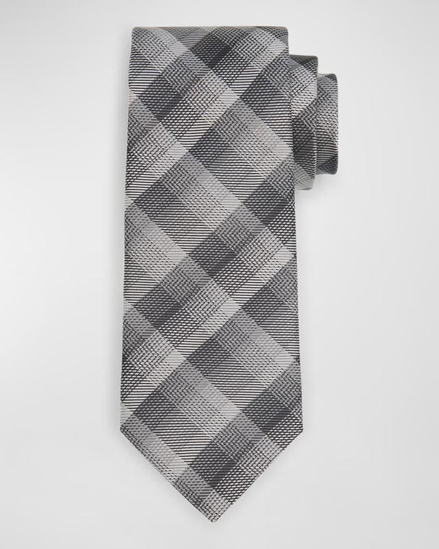 Men's Plaid Check Silk Tie Product Image