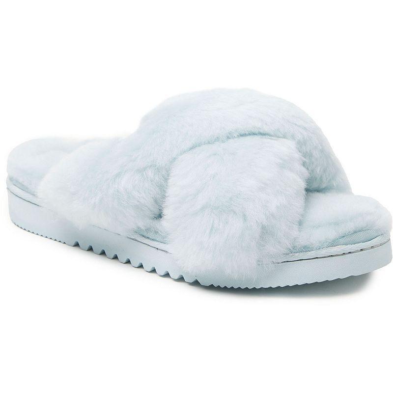 Fireside By Dearfoams New Castle Wool Cross-Band Womens Slide Slippers Ivory Product Image