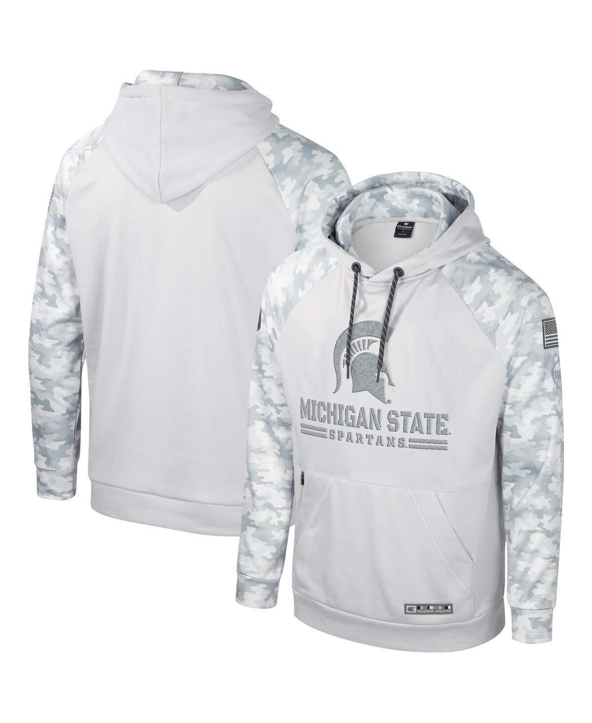 Mens Colosseum Gray Michigan State Spartans OHT Military Appreciation Ice Raglan Pullover Hoodie Grey Product Image