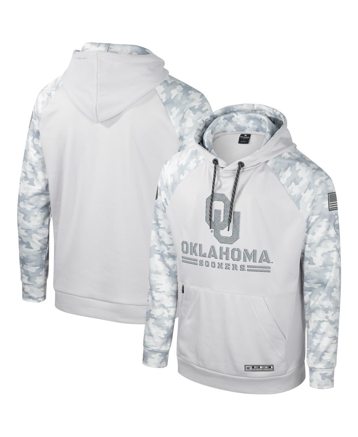 Mens Colosseum Gray Oklahoma Sooners Oht Military-Inspired Appreciation Ice Raglan Pullover Hoodie Product Image